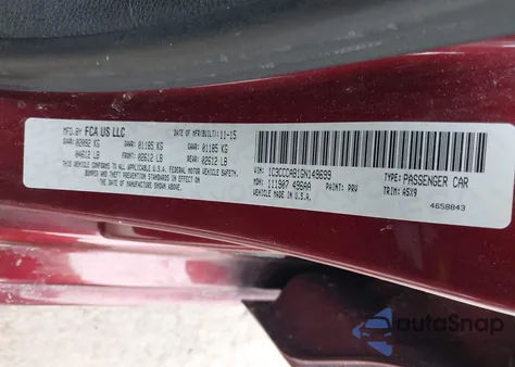 2016 Chrysler 200 Limited from USA, damaged, VIN 1C3CCCAB1GN149699